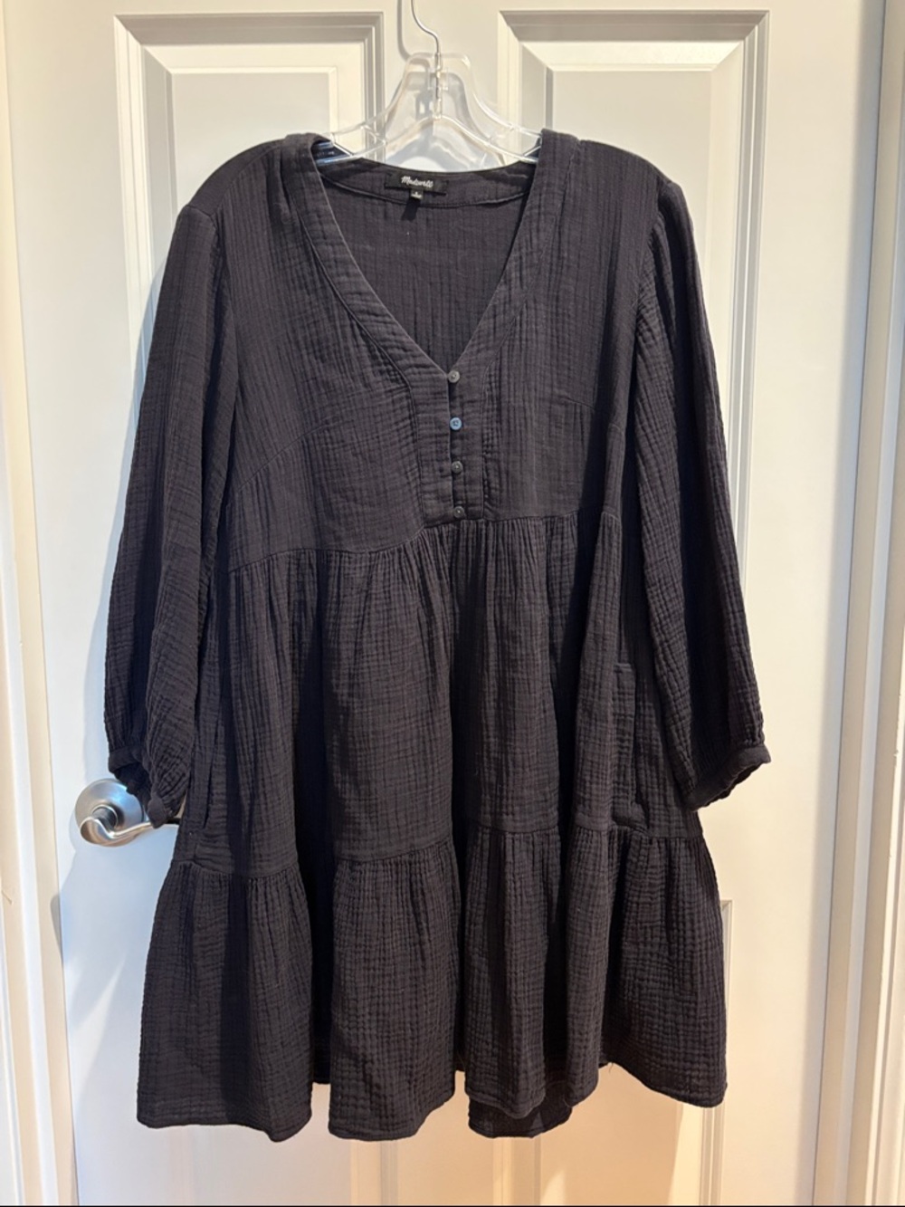 Madewell Black Textured Tiered Dress - size 0 - runs big